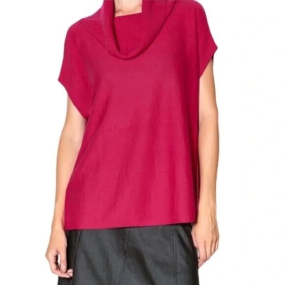 Vince 100% Cashmere Oversized Cowl Neck Sweater size Large Hot Pink - Picture 1 of 7